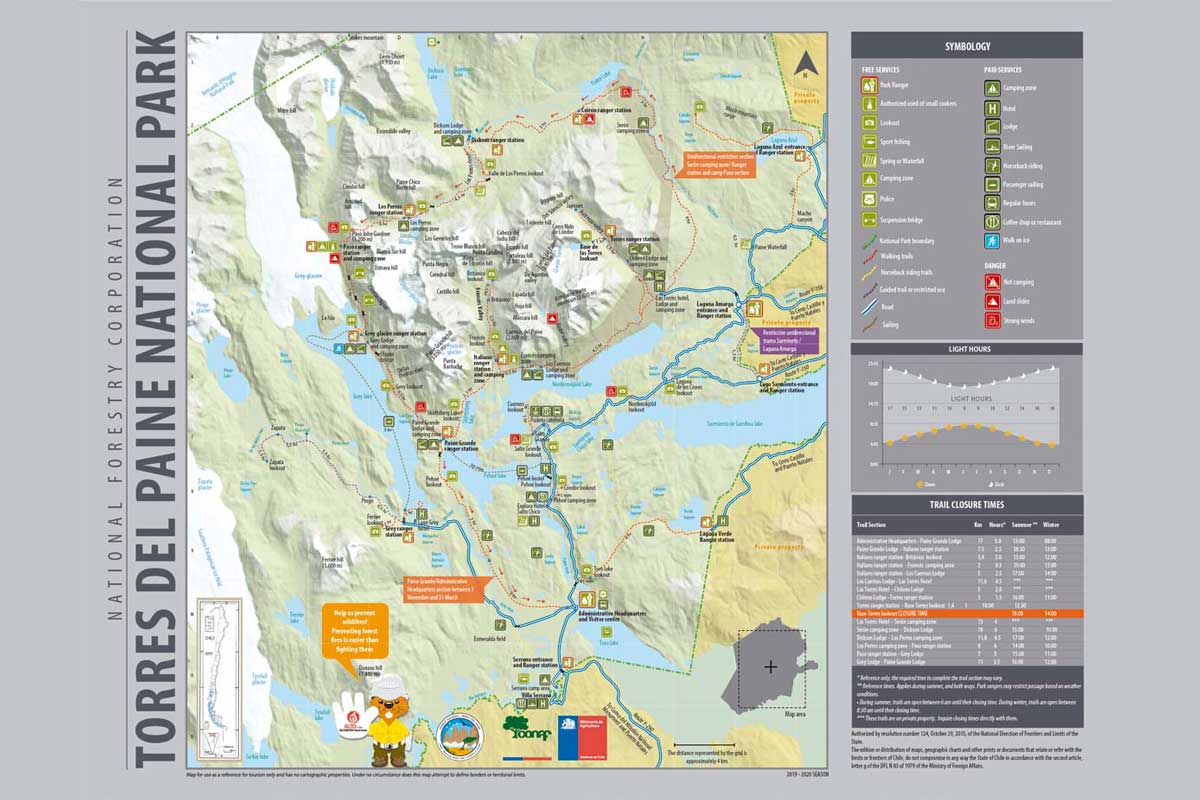 Mapa torres del paine